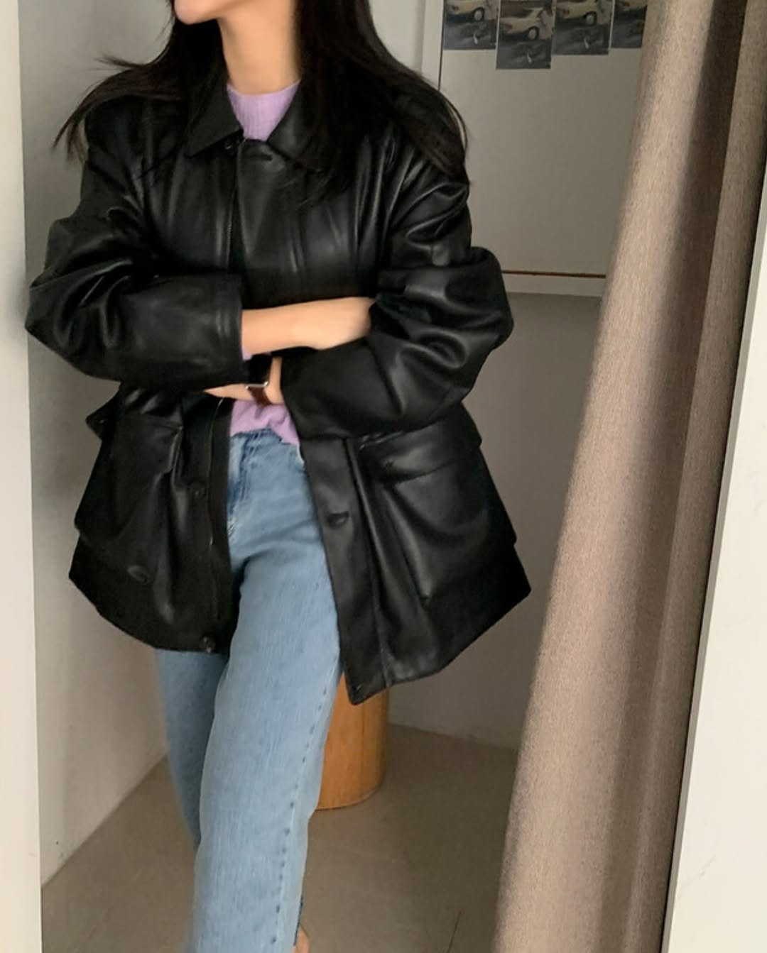 rory string leather jacket (premium)