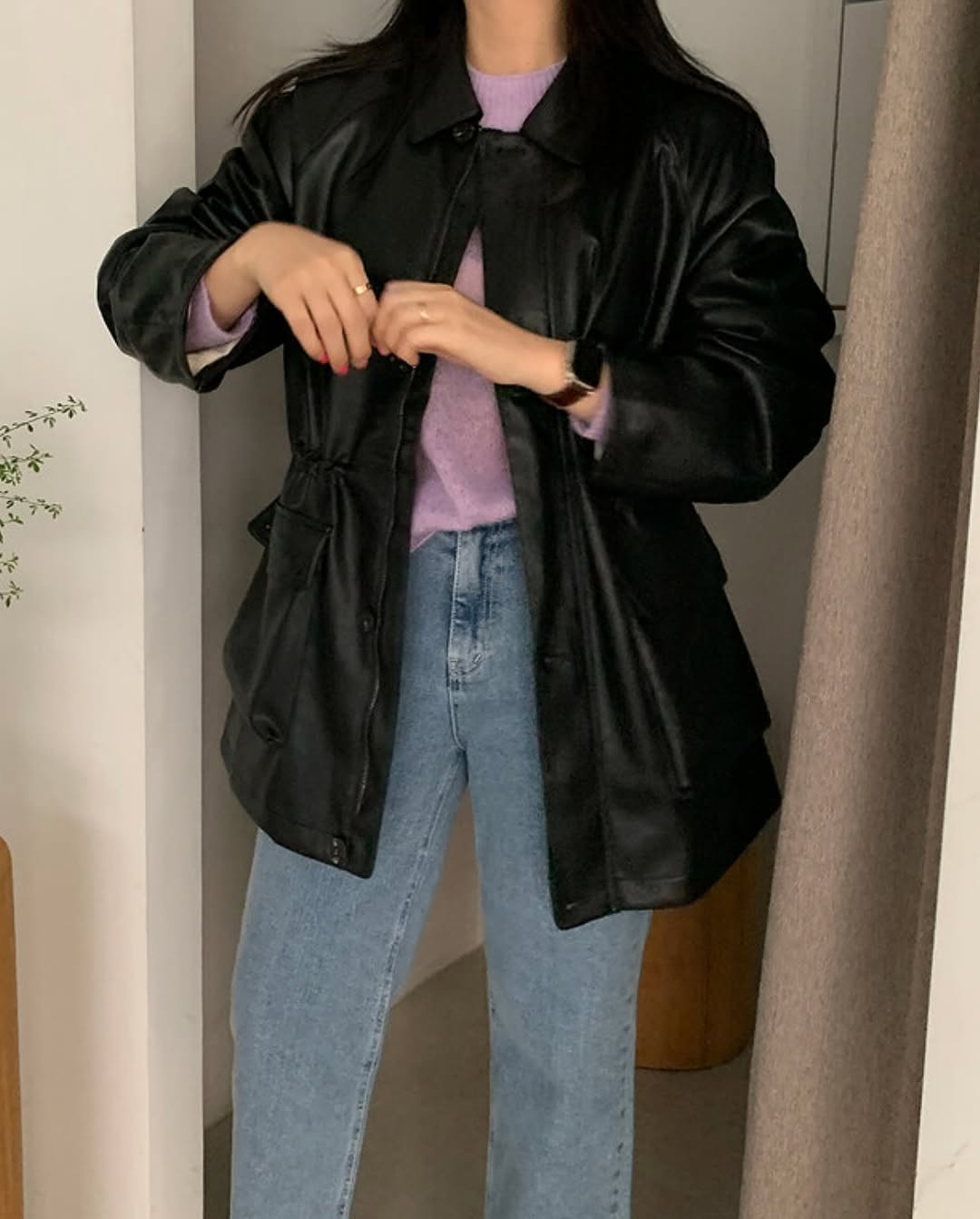 rory string leather jacket (premium)