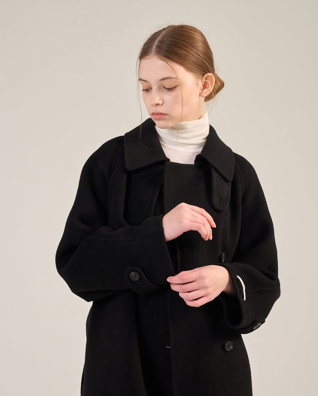 camilia long trench coat (black)