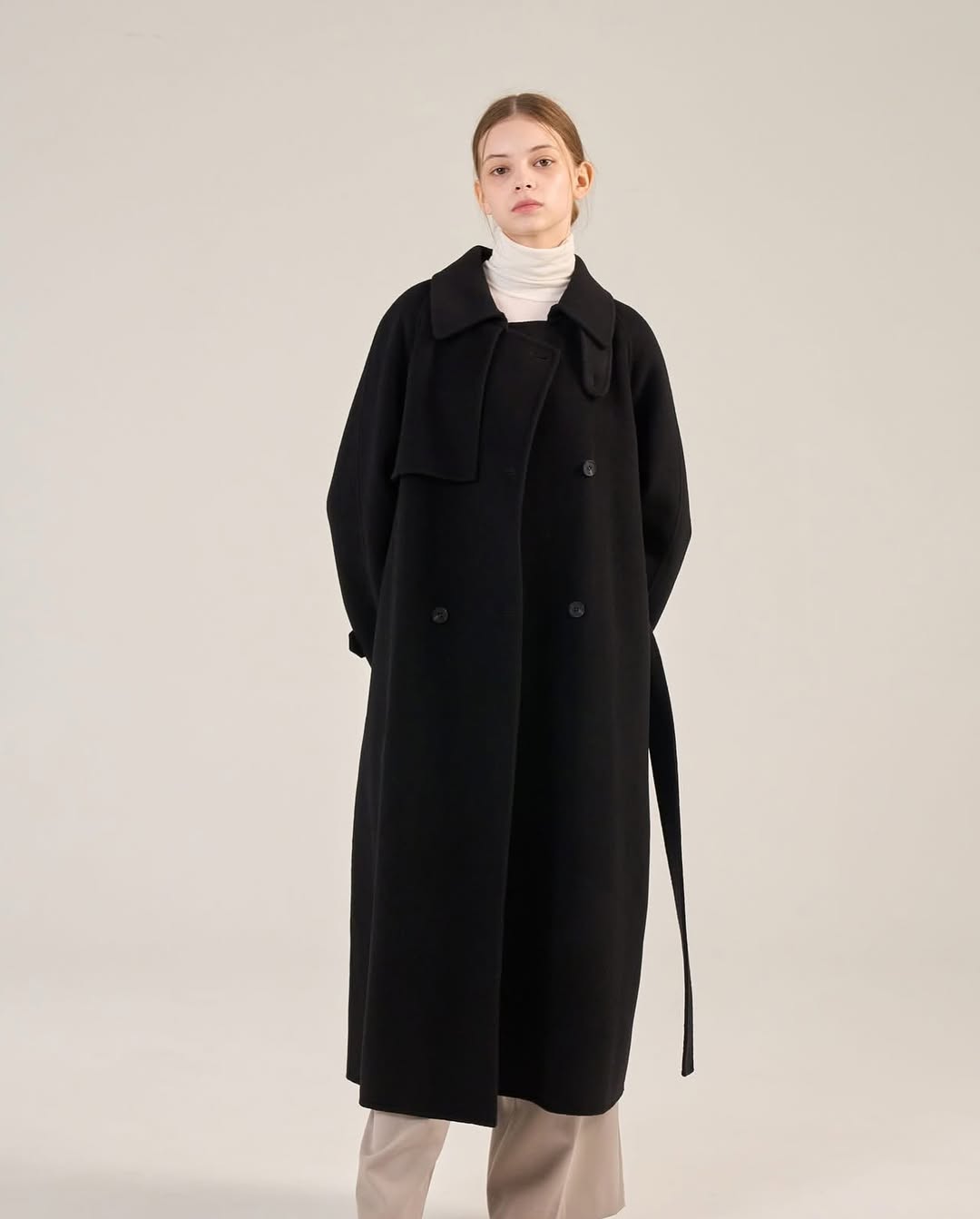 camilia long trench coat (black)