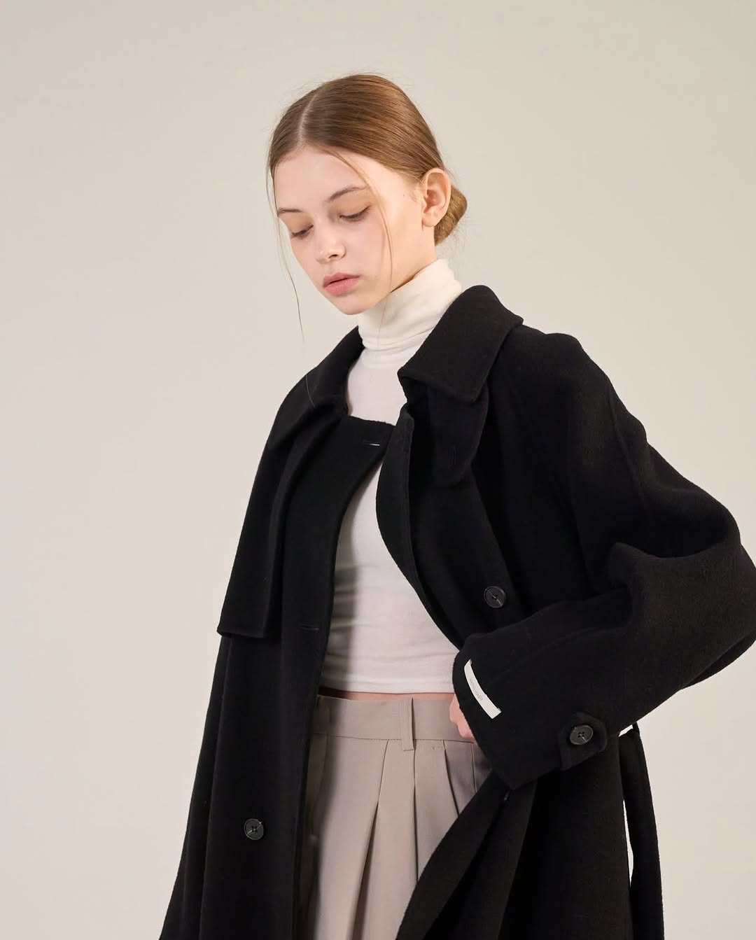 camilia long trench coat (black)
