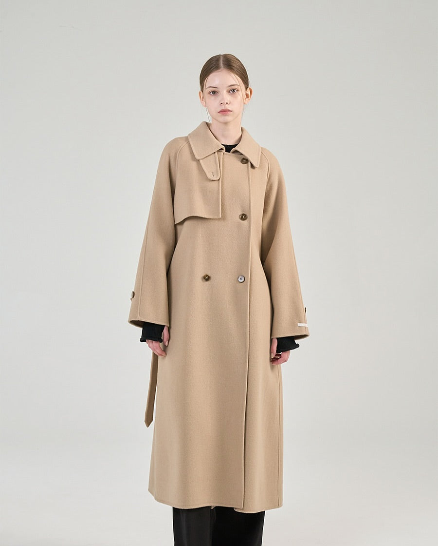 camilia long trench coat (black)
