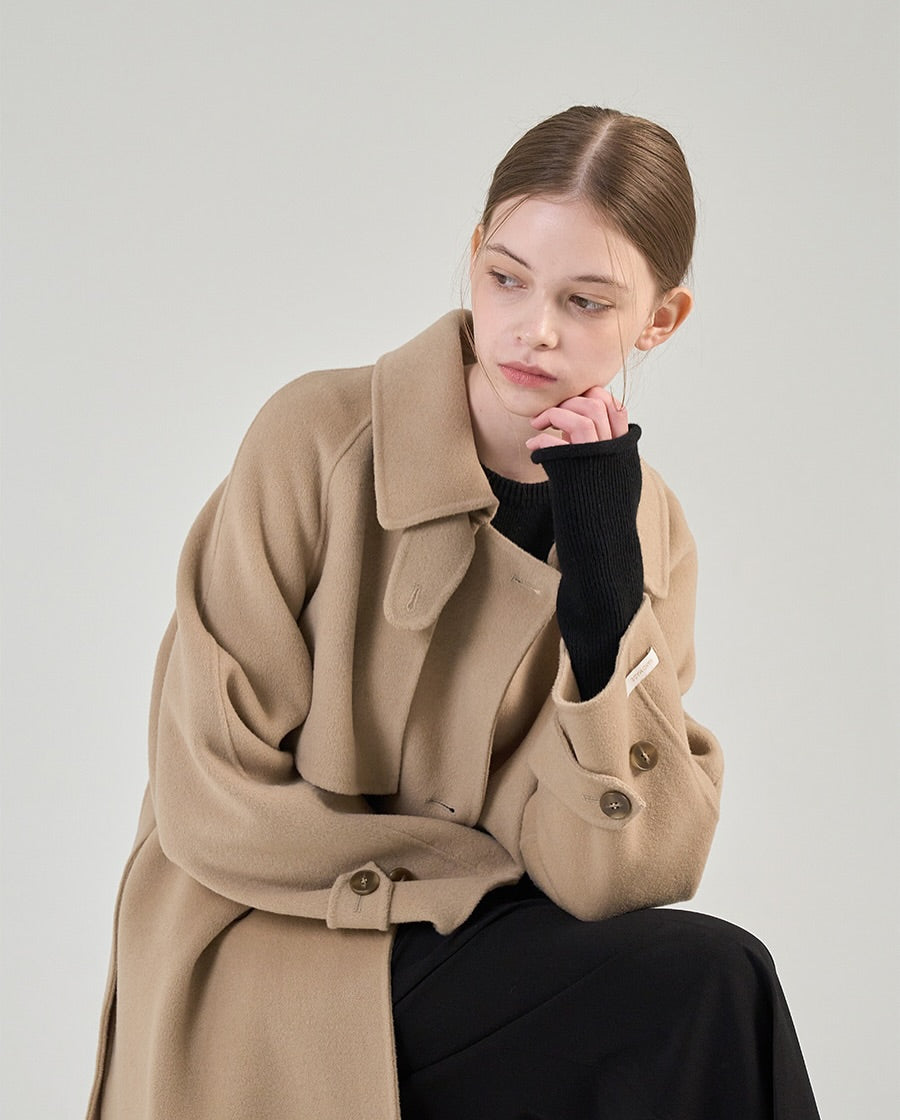 camilia long trench coat (black)