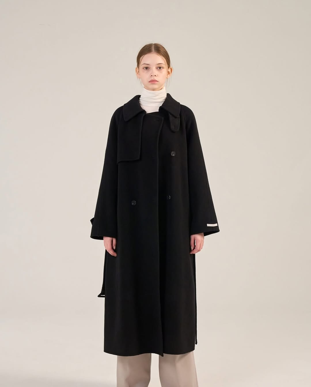 camilia long trench coat (black)