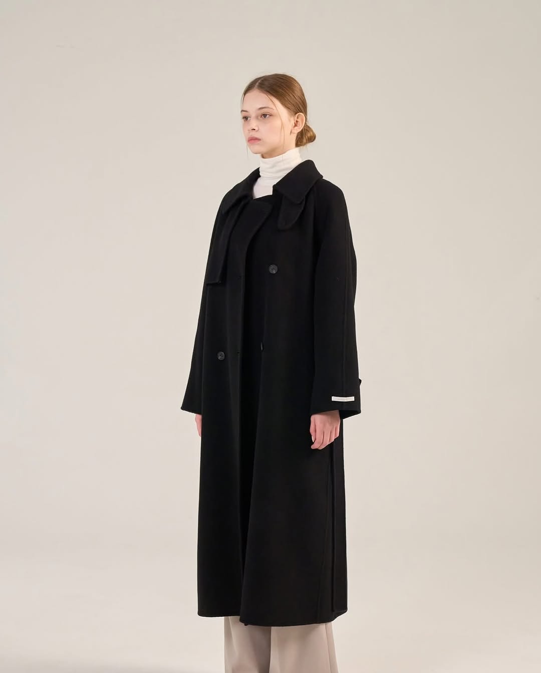 camilia long trench coat (black)