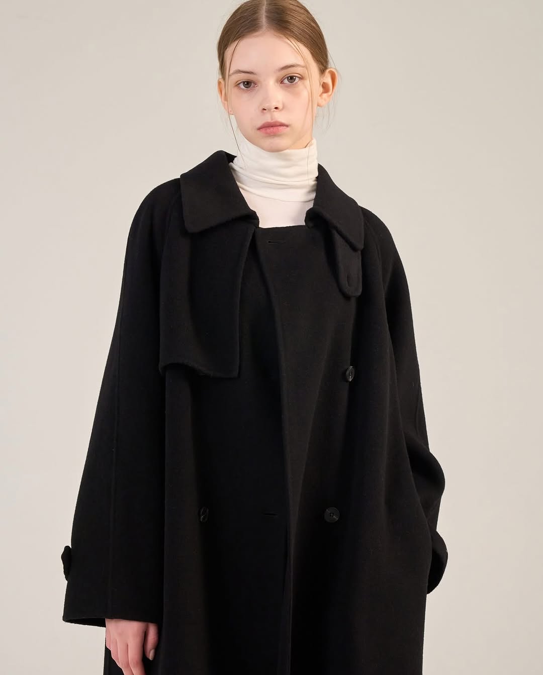 camilia long trench coat (black)