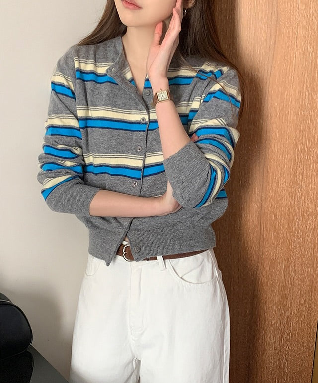 miu striped cardigan