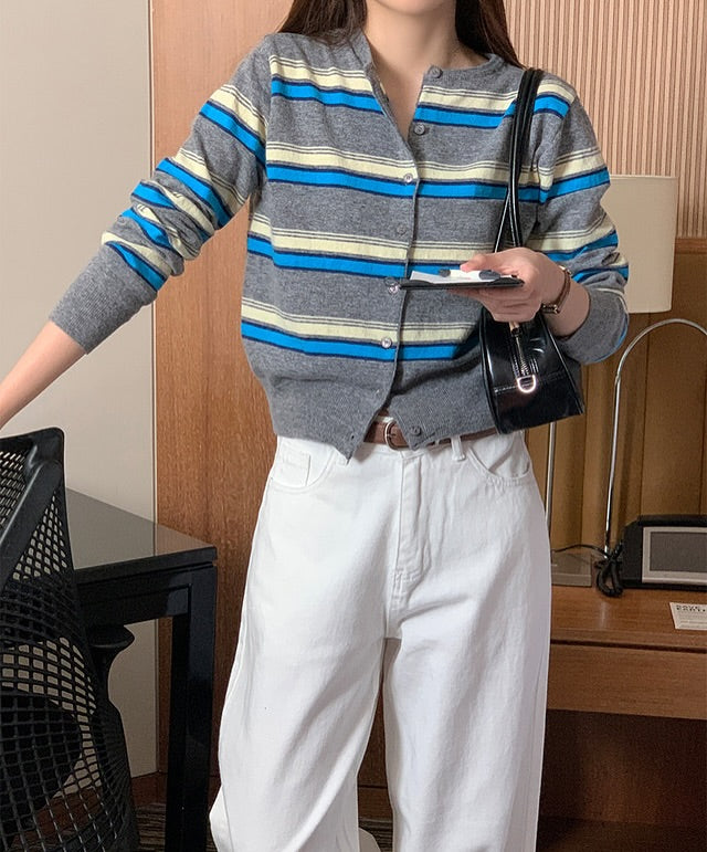 miu striped cardigan