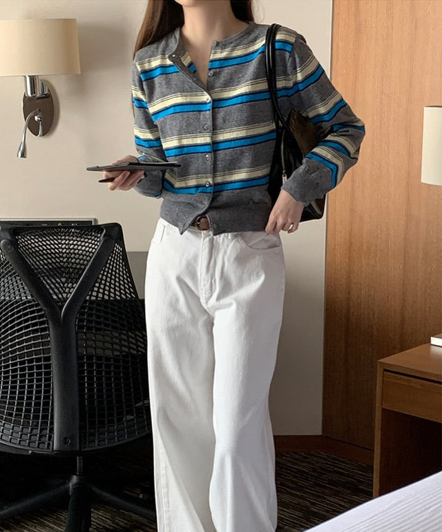 miu striped cardigan