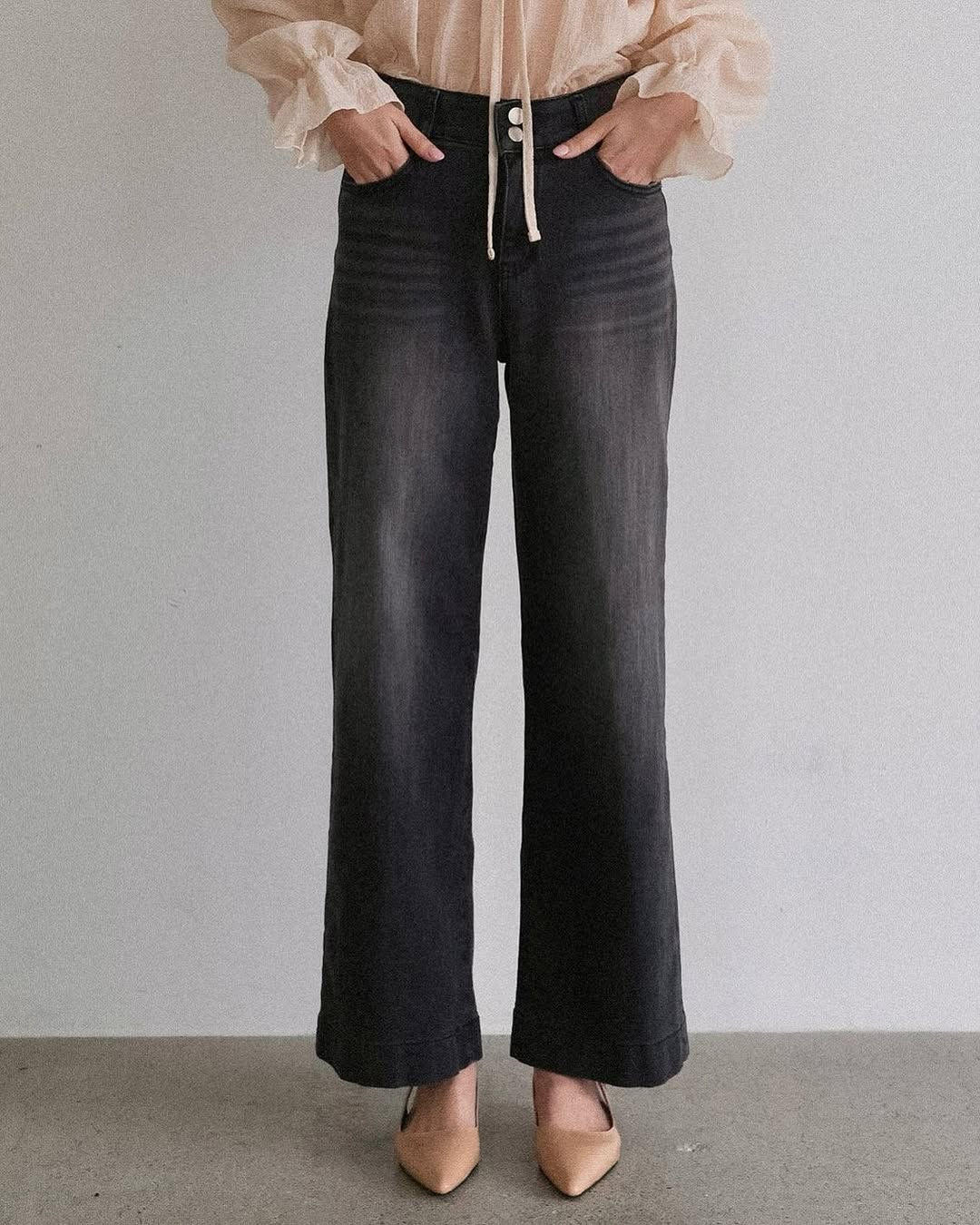 double button banding pants