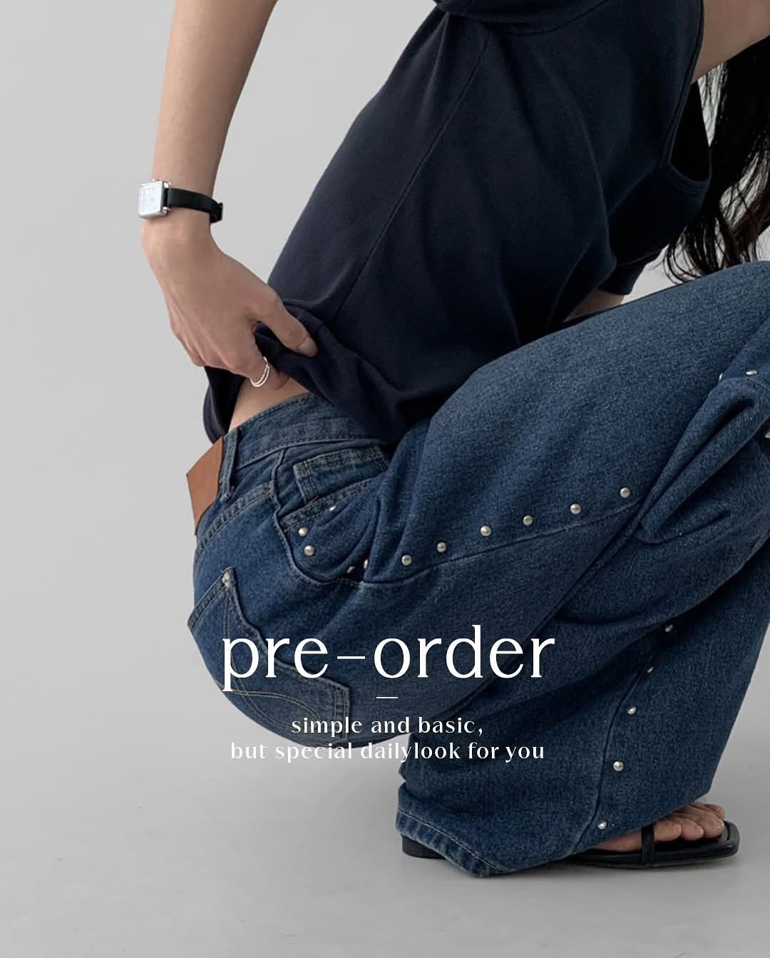 logan studede wide pants (pre-order)
