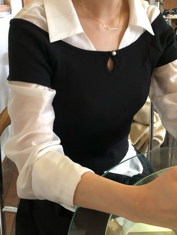 rene pearl button tee (pre-order)