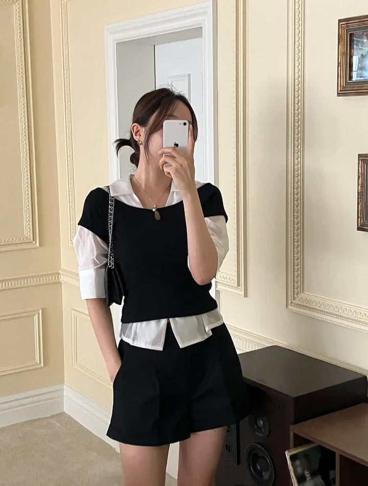 rene pearl button tee (pre-order)