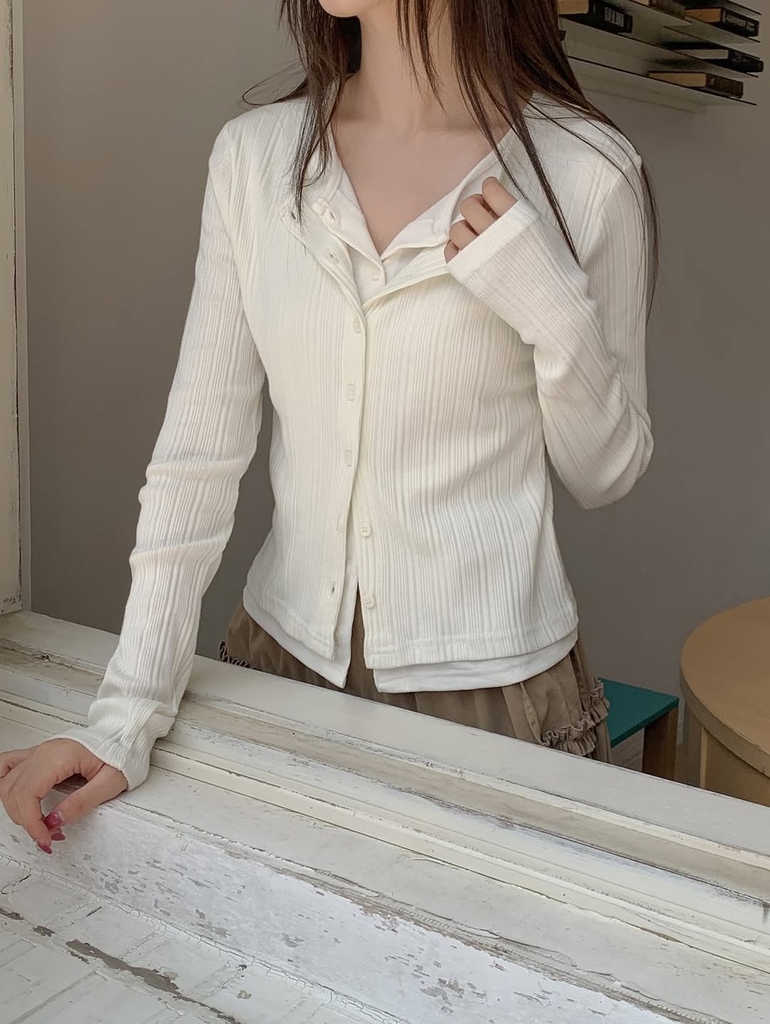 double layered cardigan