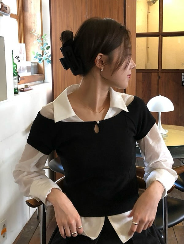 rene pearl button tee (pre-order)