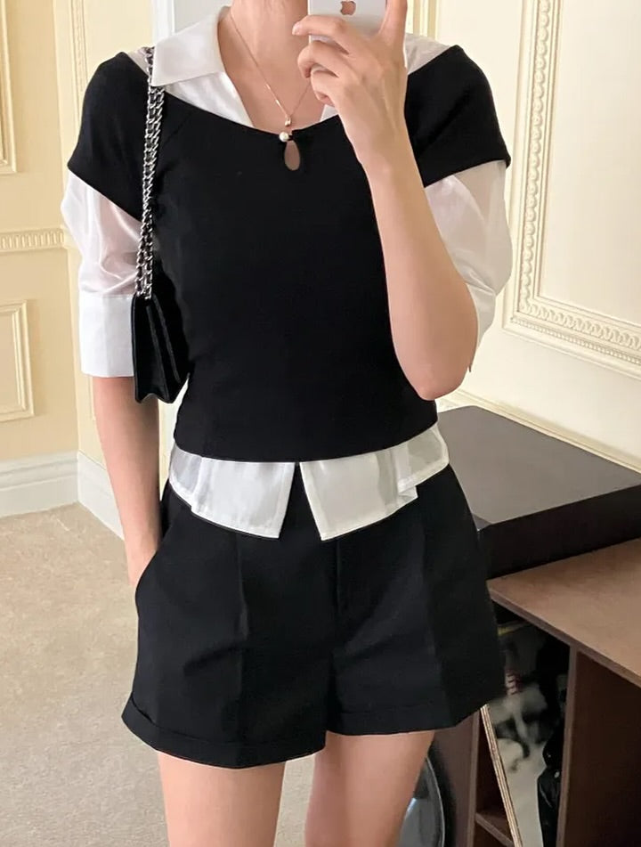rene pearl button tee (pre-order)