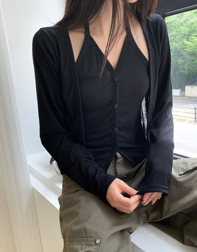 velo layered cardigan