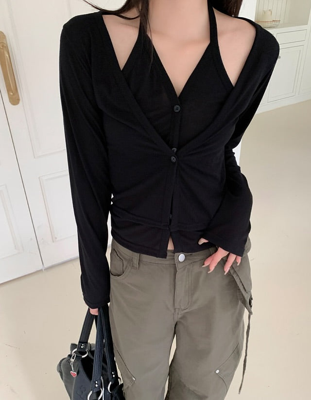 velo layered cardigan