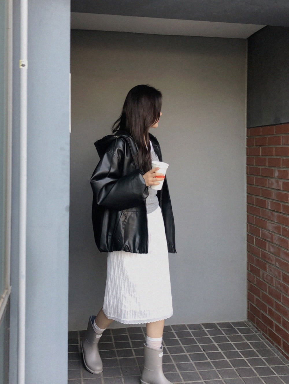 kera hoodie leather jumper (pre-order)
