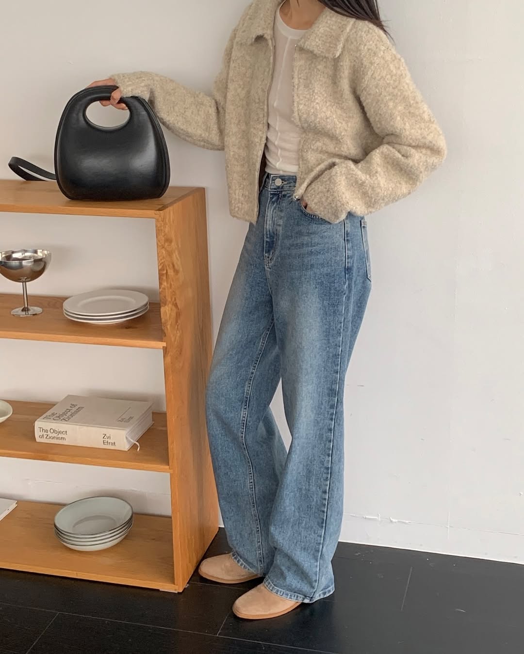 soft wool zip-up cardigan