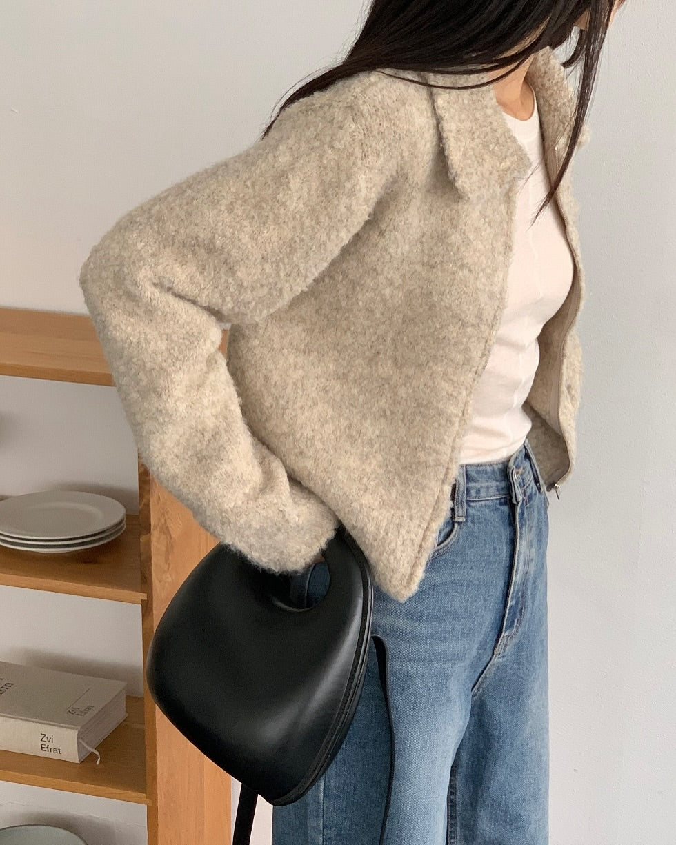 soft wool zip-up cardigan