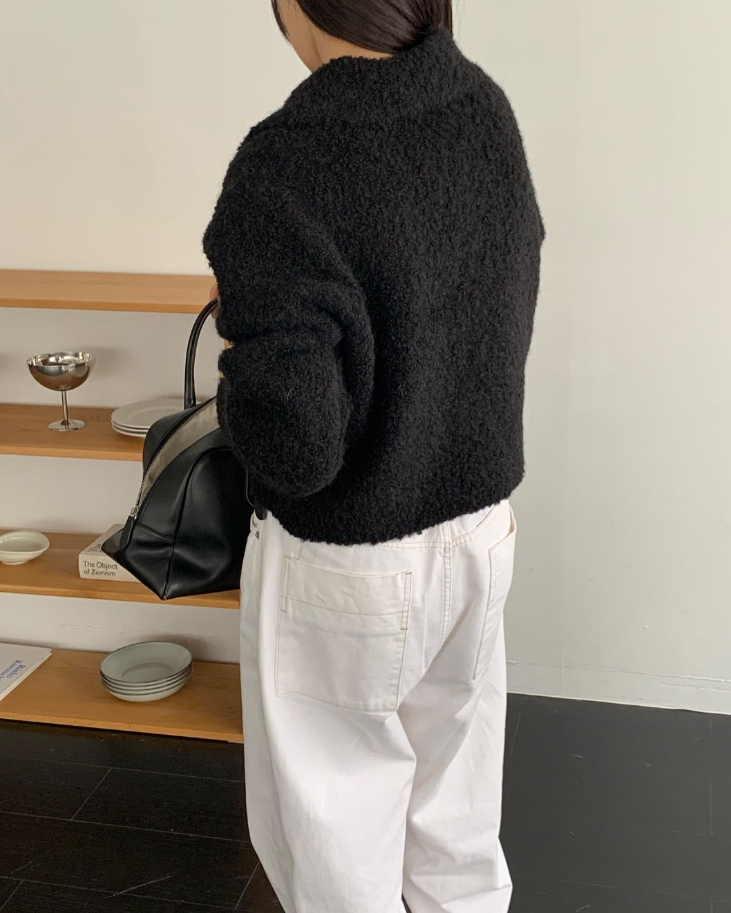 soft wool zip-up cardigan