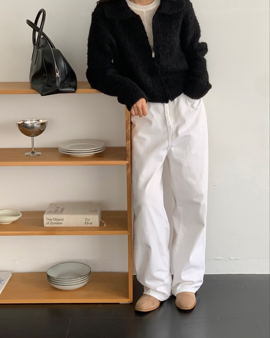 soft wool zip-up cardigan