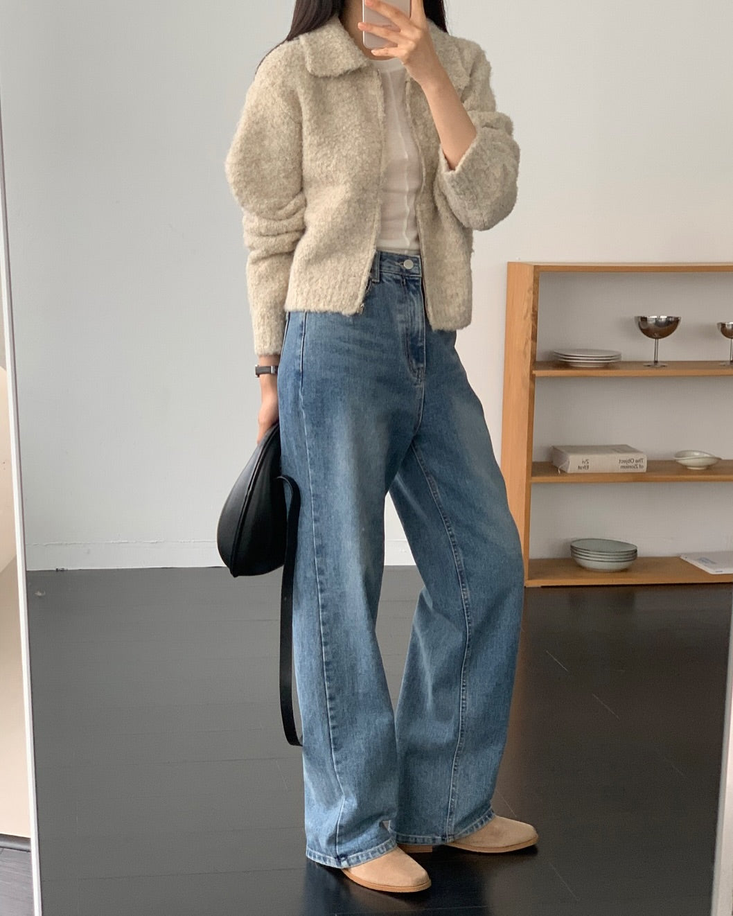 soft wool zip-up cardigan