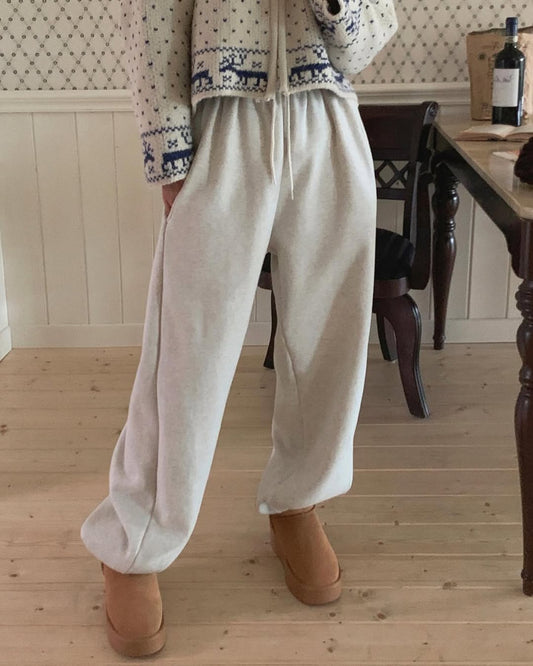 log wide fleece pants