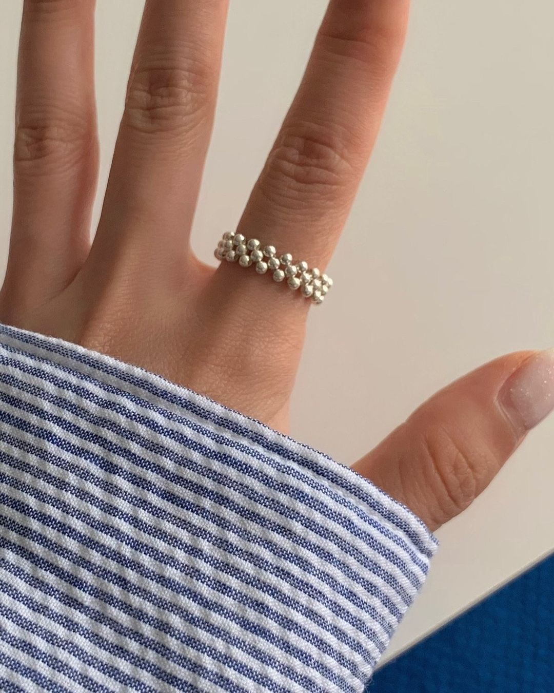 mini silver ball ring