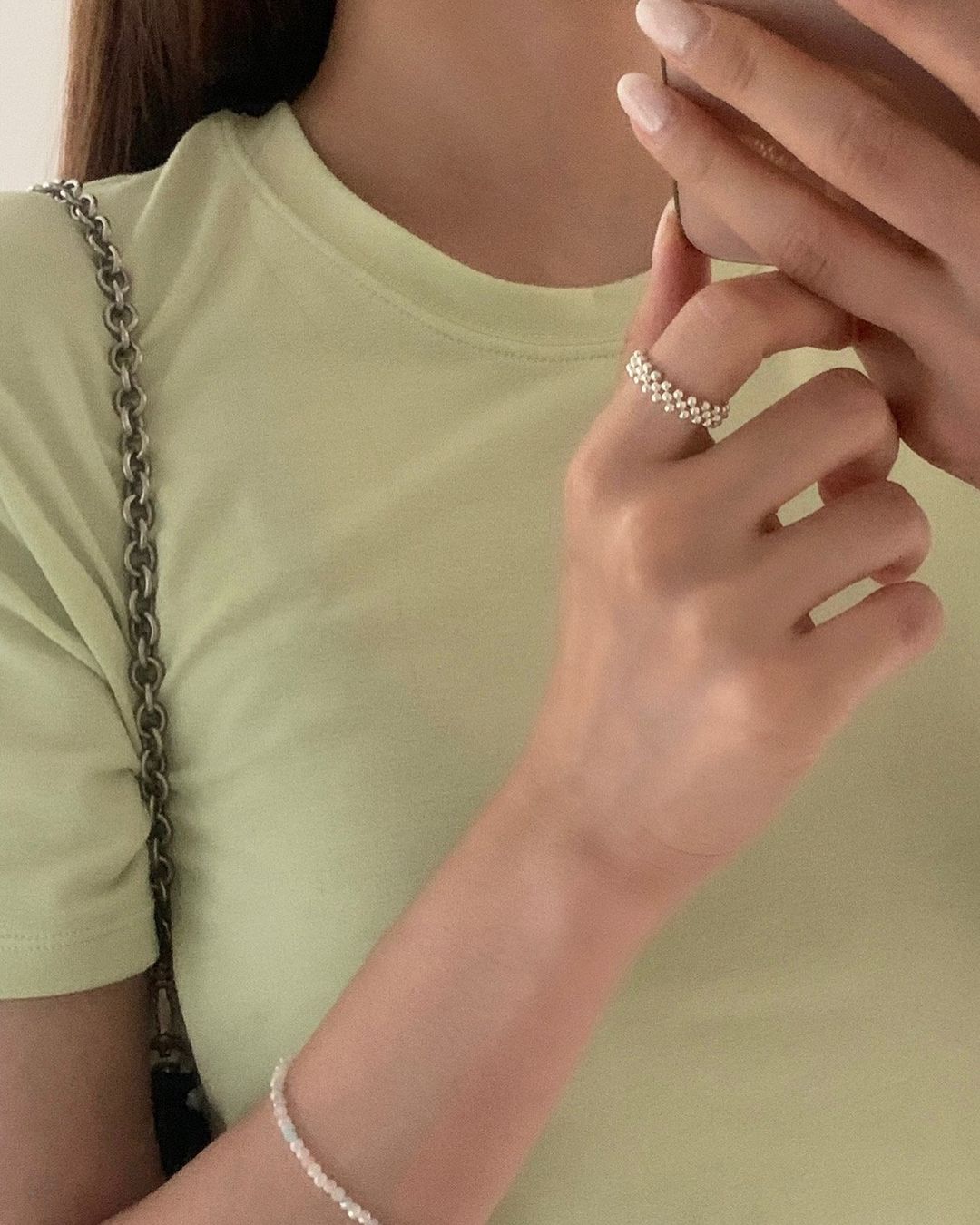 mini silver ball ring