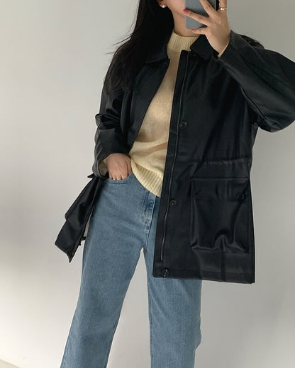 rory string leather jacket (premium)