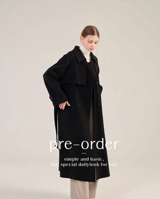 camilia long trench coat (black)