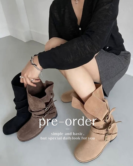 folding suede boots (pre-order)