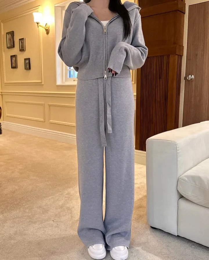 minky fur knit set