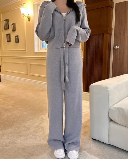 minky fur knit set