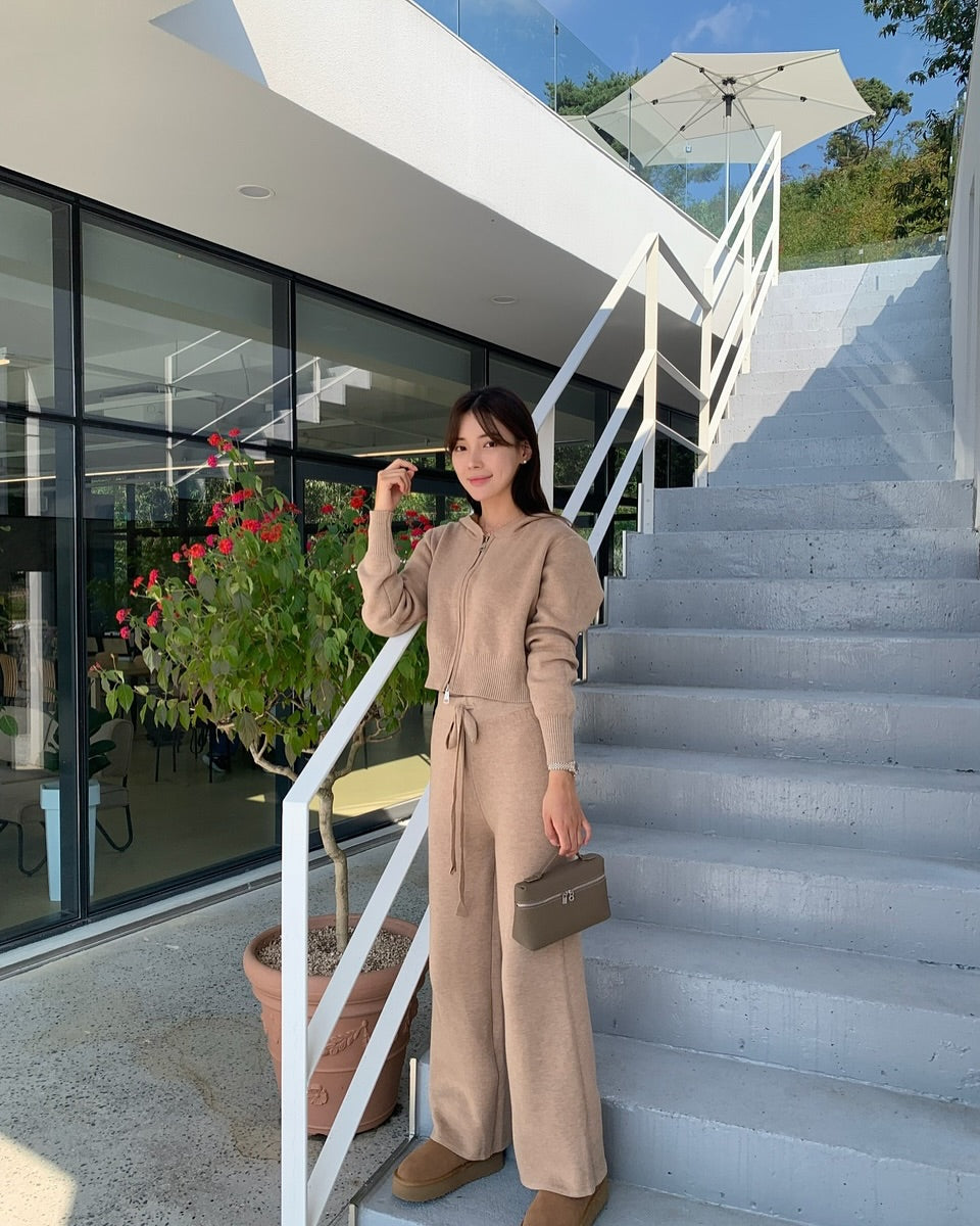 minky fur knit set