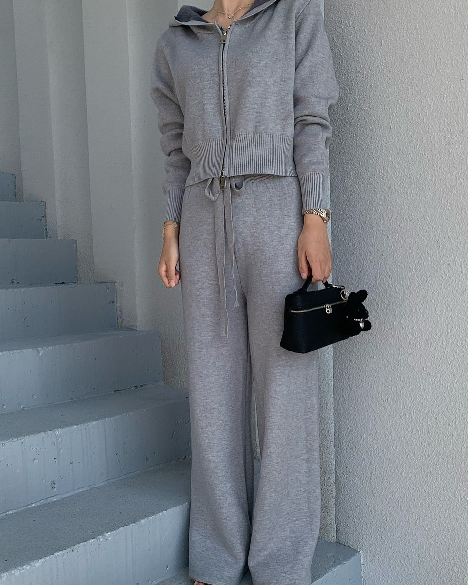minky fur knit set