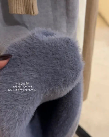 minky fur knit set