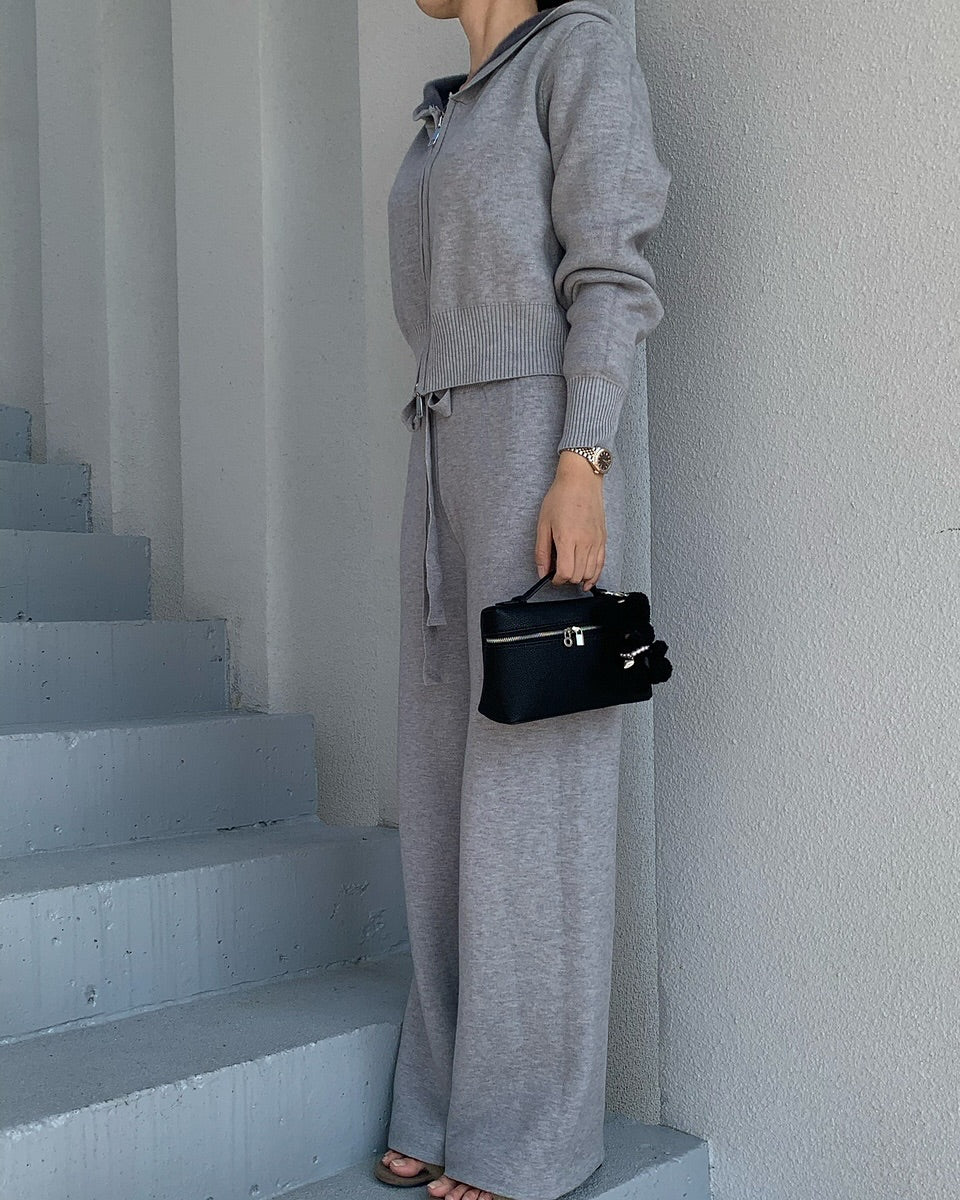 minky fur knit set