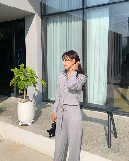 minky fur knit set
