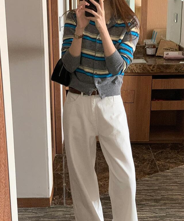 miu striped cardigan