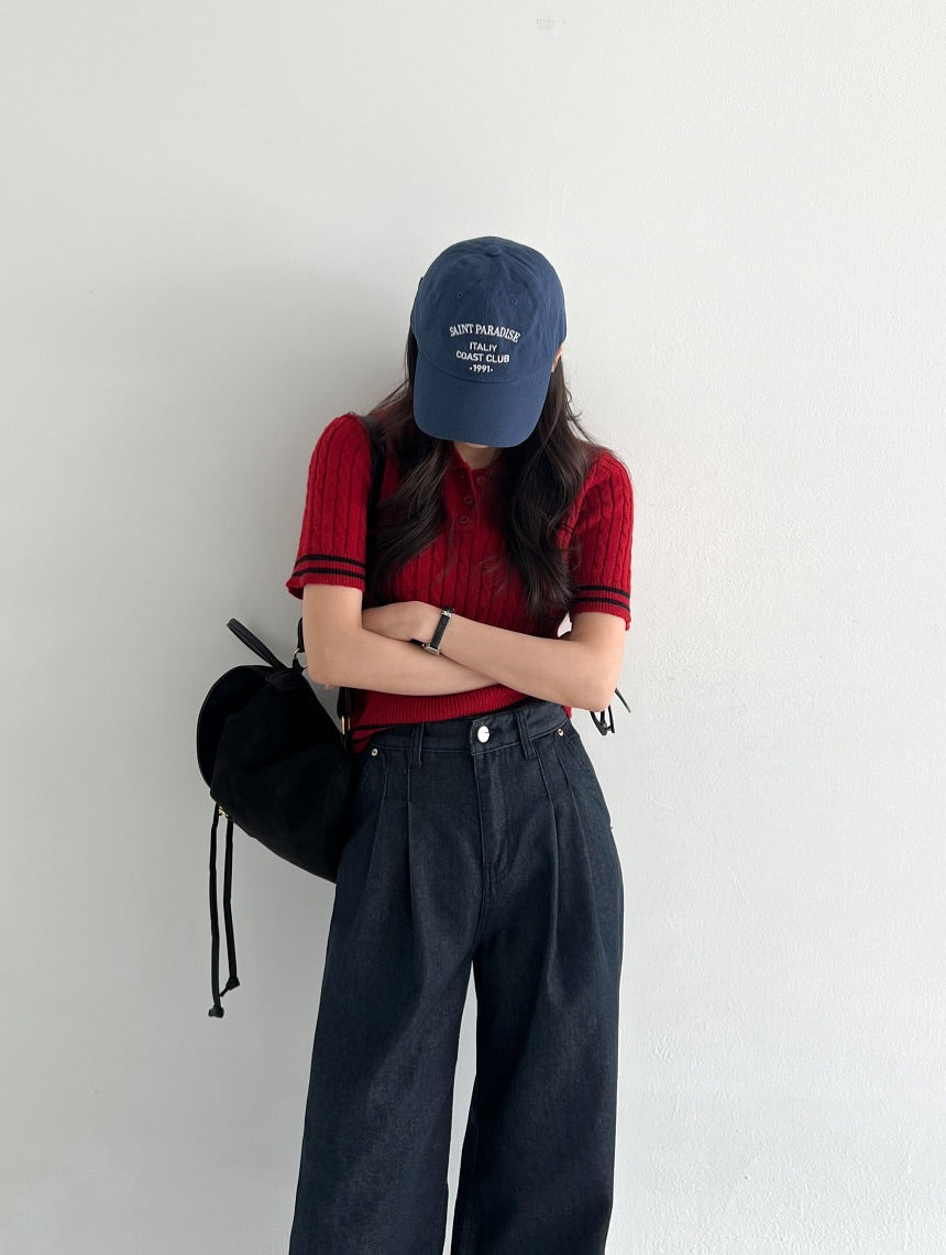 pintuck non-fade denim pants (pre-order)