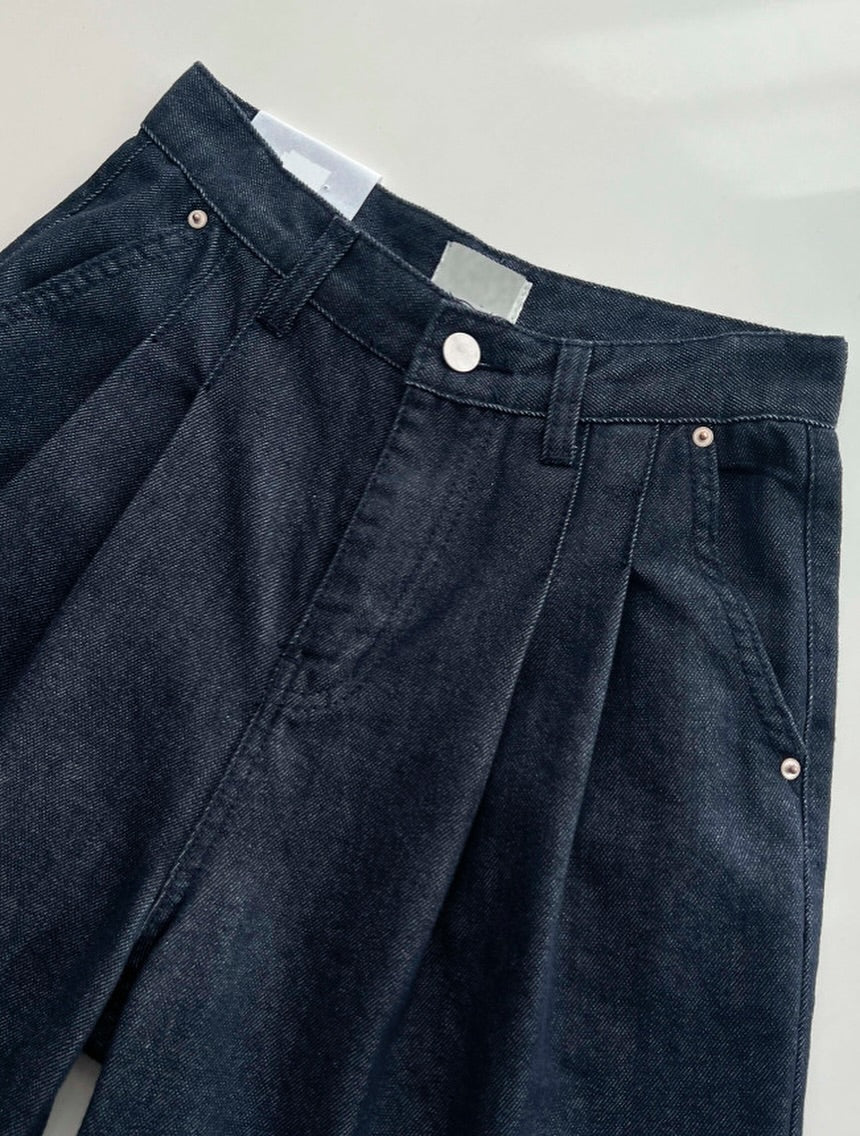 pintuck non-fade denim pants (pre-order)