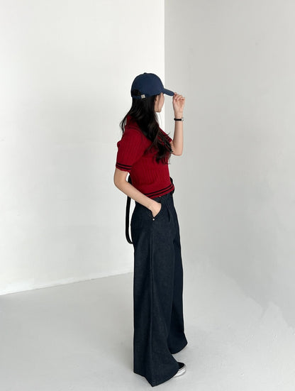 pintuck non-fade denim pants (pre-order)