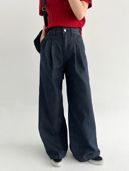pintuck non-fade denim pants (pre-order)
