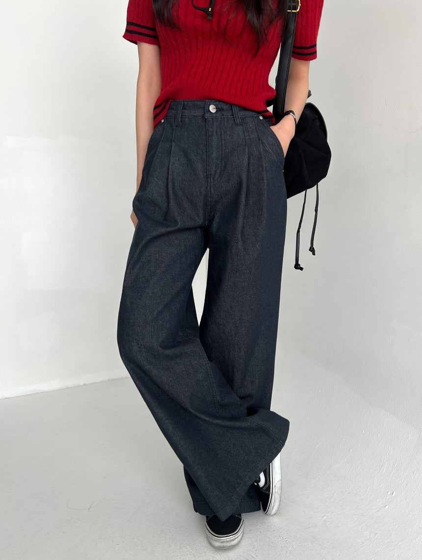 pintuck non-fade denim pants (pre-order)