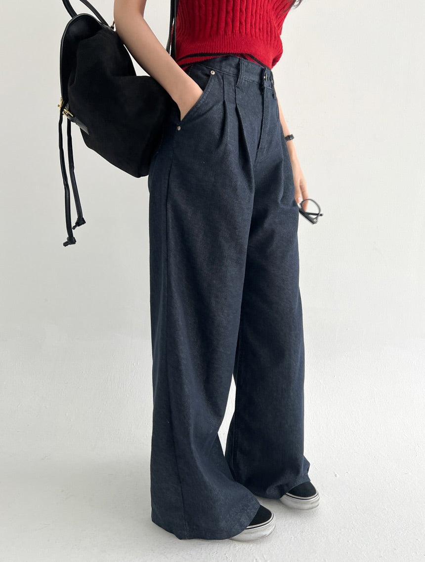 pintuck non-fade denim pants (pre-order)