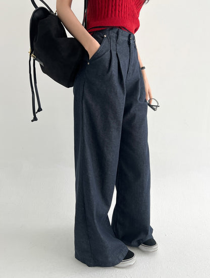 pintuck non-fade denim pants (pre-order)