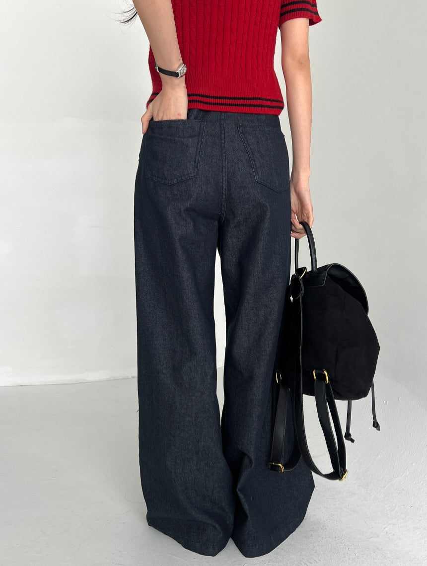 pintuck non-fade denim pants (pre-order)